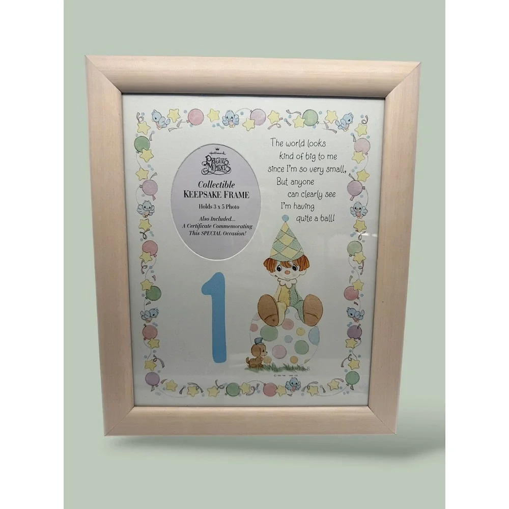 Vintage Hallmark Precious Moments 1st Birthday Photo Frame 3x5 Pastel Clown